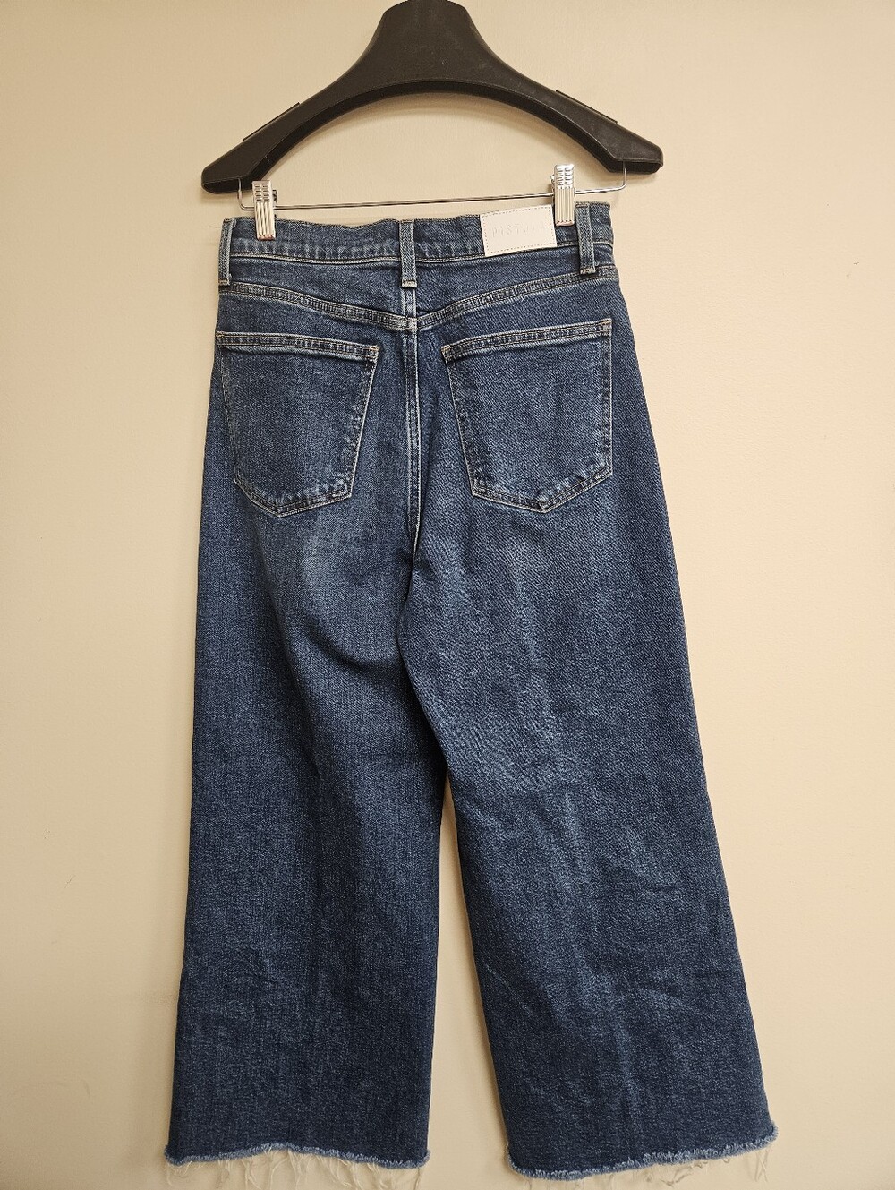 Anthropologie Pistola Lana Broadway Denim Blue Wide Leg Jeans Size 28 Raw Hem - Picture 7 of 8